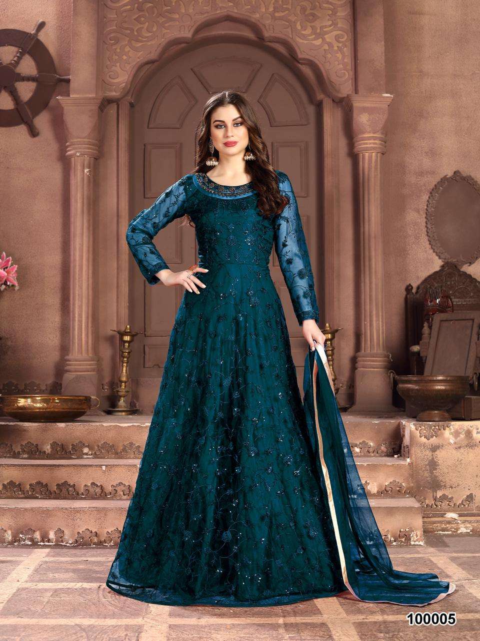 AANAYA VOL-100 NEW COLOURS BY TWISHA 100005 TO 100008 SERIES BEAUTIFUL ANARKALI SUITS STYLISH FANCY COLORFUL PARTY WEAR & ETHNIC WEAR NET WITH EMBROIDERED DRESSES AT WHOLESALE PRICE