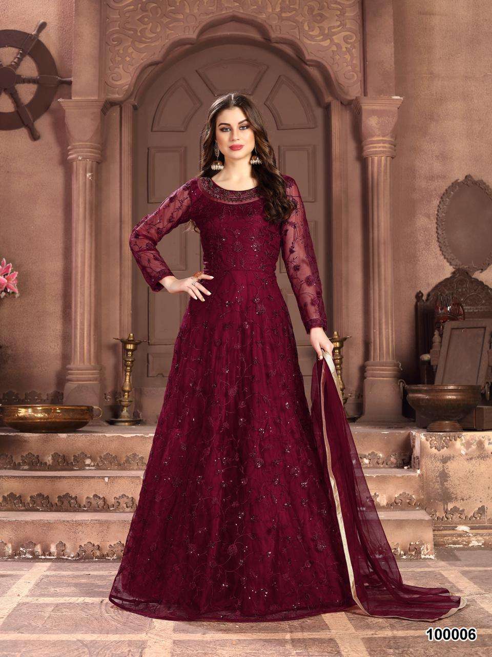 AANAYA VOL-100 NEW COLOURS BY TWISHA 100005 TO 100008 SERIES BEAUTIFUL ANARKALI SUITS STYLISH FANCY COLORFUL PARTY WEAR & ETHNIC WEAR NET WITH EMBROIDERED DRESSES AT WHOLESALE PRICE