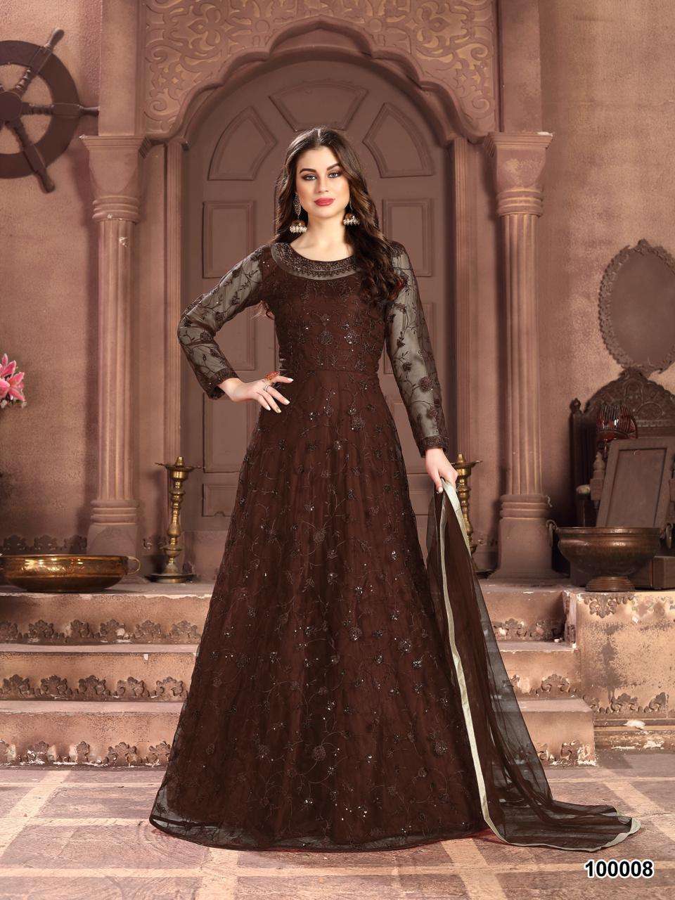 AANAYA VOL-100 NEW COLOURS BY TWISHA 100005 TO 100008 SERIES BEAUTIFUL ANARKALI SUITS STYLISH FANCY COLORFUL PARTY WEAR & ETHNIC WEAR NET WITH EMBROIDERED DRESSES AT WHOLESALE PRICE