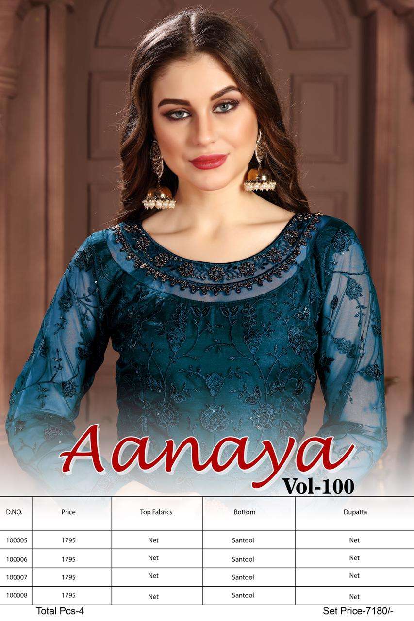 AANAYA VOL-100 NEW COLOURS BY TWISHA 100005 TO 100008 SERIES BEAUTIFUL  ANARKALI SUITS STYLISH FANCY