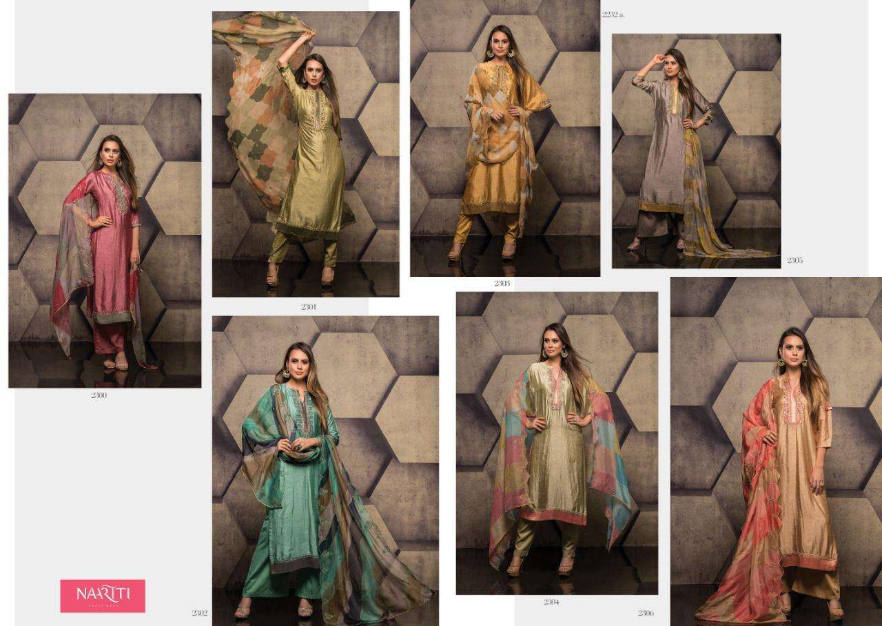 SUMONA BY NAARITI 2300 TO 2306 SERIES BEAUTIFUL STYLISH SUITS FANCY COLORFUL CASUAL WEAR & ETHNIC WEAR & READY TO WEAR DYED SILK WITH EMBROIDERY DRESSES AT WHOLESALE PRICE