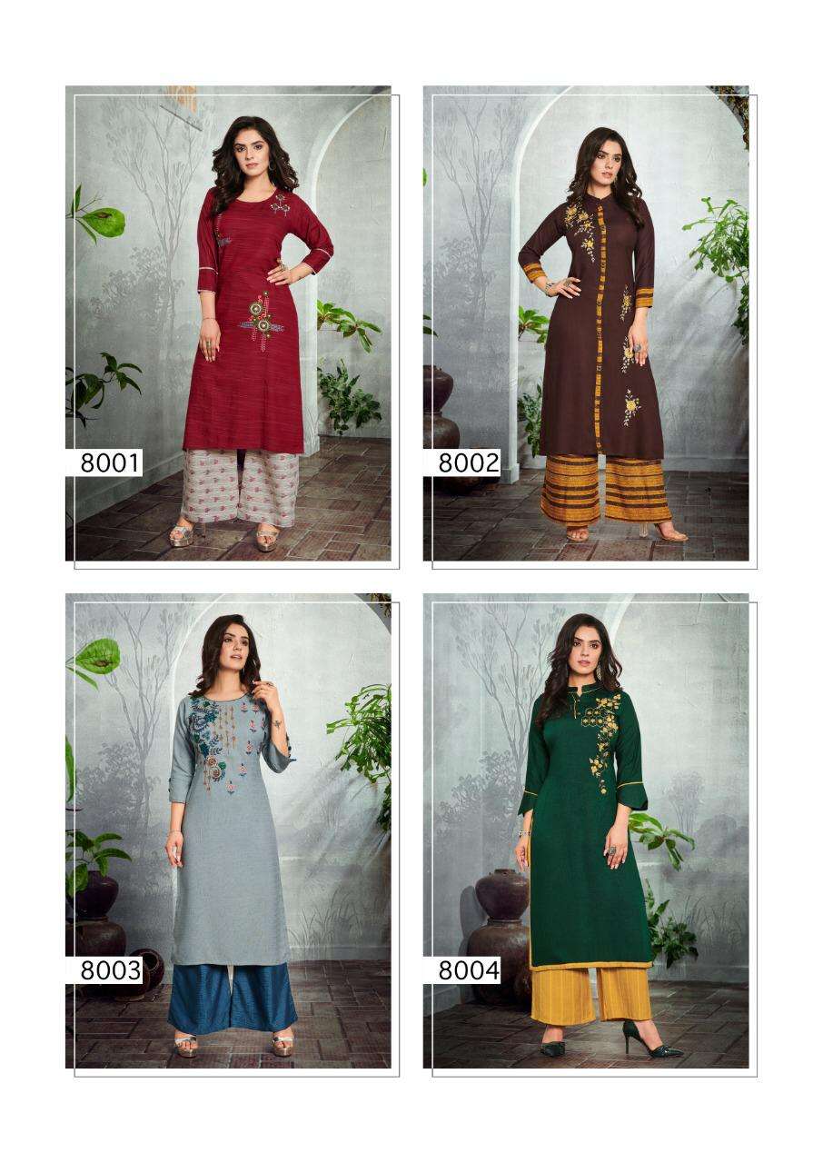 DANI VOL-8 BY SAWAN CREATION 8001 TO 8008 SERIES BEAUTIFUL COLORFUL STYLISH FANCY CASUAL WEAR & ETHNIC WEAR & READY TO WEAR HEAVY RAYON 14 KG KURTIS AT WHOLESALE PRICE