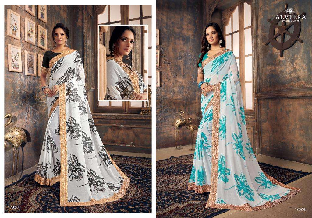 APSARA BY ALVEERA 1778-A TO 1787-B SERIES INDIAN TRADITIONAL WEAR COLLECTION BEAUTIFUL STYLISH FANCY COLORFUL PARTY WEAR & OCCASIONAL WEAR GEORGETTE EMBROIDERED SAREES AT WHOLESALE PRICE