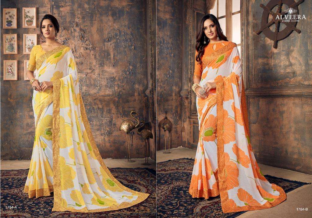 APSARA BY ALVEERA 1778-A TO 1787-B SERIES INDIAN TRADITIONAL WEAR COLLECTION BEAUTIFUL STYLISH FANCY COLORFUL PARTY WEAR & OCCASIONAL WEAR GEORGETTE EMBROIDERED SAREES AT WHOLESALE PRICE