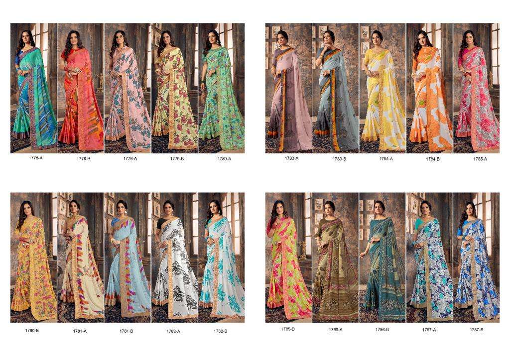 APSARA BY ALVEERA 1778-A TO 1787-B SERIES INDIAN TRADITIONAL WEAR COLLECTION BEAUTIFUL STYLISH FANCY COLORFUL PARTY WEAR & OCCASIONAL WEAR GEORGETTE EMBROIDERED SAREES AT WHOLESALE PRICE