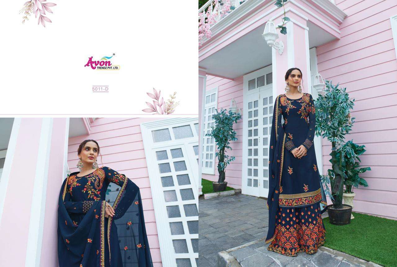 COLOUR CARNIVAL VOL-10 BY AVON TRENDZ 5011-A TO 5011-D SERIES DESIGNER SUITS BEAUTIFUL STYLISH FANCY COLORFUL PARTY WEAR & ETHNIC WEAR SOFT SILK WITH EMBROIDERY DRESSES AT WHOLESALE PRICE