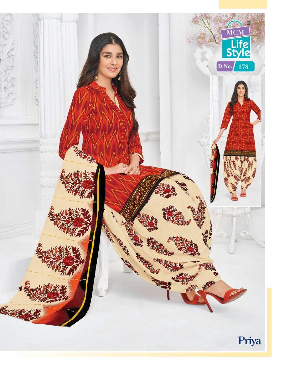 PRIYA VOL-8 BY MCM LIFE STYLE 171 TO 200 SERIES BEAUTIFUL SUITS COLORFUL STYLISH FANCY CASUAL WEAR & ETHNIC WEAR FANCY PRINTED DRESSES AT WHOLESALE PRICE
