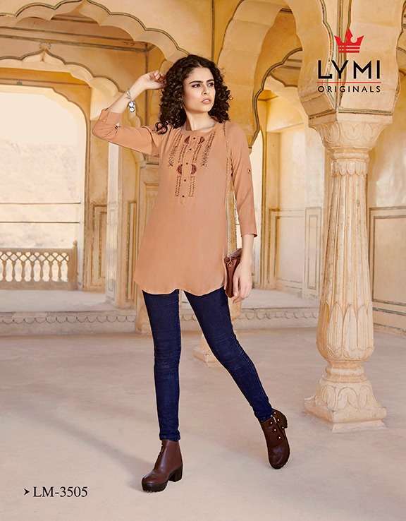 MENTOS BY LYMI ORIGINAL 3501 TO 3506 SERIES BEAUTIFUL COLORFUL STYLISH FANCY CASUAL WEAR & READY TO WEAR SLUB RAYON TOPS AT WHOLESALE PRICE