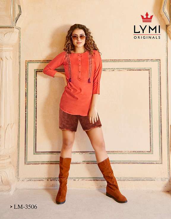 MENTOS BY LYMI ORIGINAL 3501 TO 3506 SERIES BEAUTIFUL COLORFUL STYLISH FANCY CASUAL WEAR & READY TO WEAR SLUB RAYON TOPS AT WHOLESALE PRICE