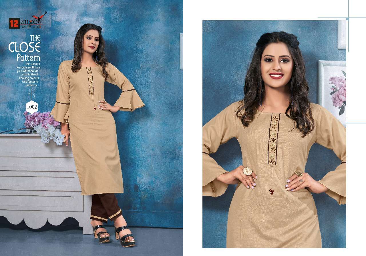 ISHA BY 12 ANGEL 1001 TO 1006 SERIES DESIGNER BEAUTIFUL COLORFUL STYLISH FANCY CASUAL WEAR & ETHNIC WEAR & READY TO WEAR HEAVY RUBBY COTTON KURTIS WITH BOTTOM AT WHOLESALE PRICE