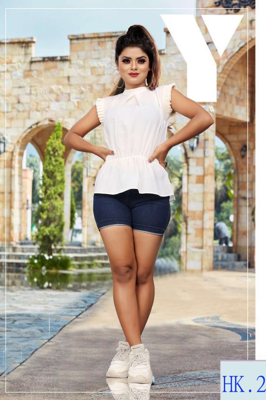SHOT TOPS BY KAAMIRI 1 TO 10 SERIES STYLISH FANCY BEAUTIFUL COLORFUL CASUAL WEAR & ETHNIC WEAR DIAMOND CREPE/CREPE PRINT TOPS AT WHOLESALE PRICE