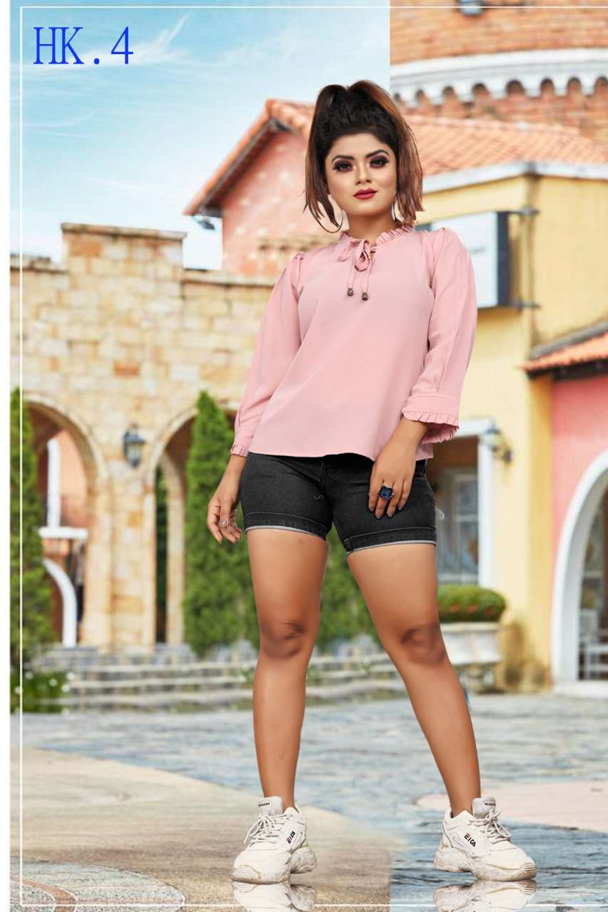 SHOT TOPS BY KAAMIRI 1 TO 10 SERIES STYLISH FANCY BEAUTIFUL COLORFUL CASUAL WEAR & ETHNIC WEAR DIAMOND CREPE/CREPE PRINT TOPS AT WHOLESALE PRICE