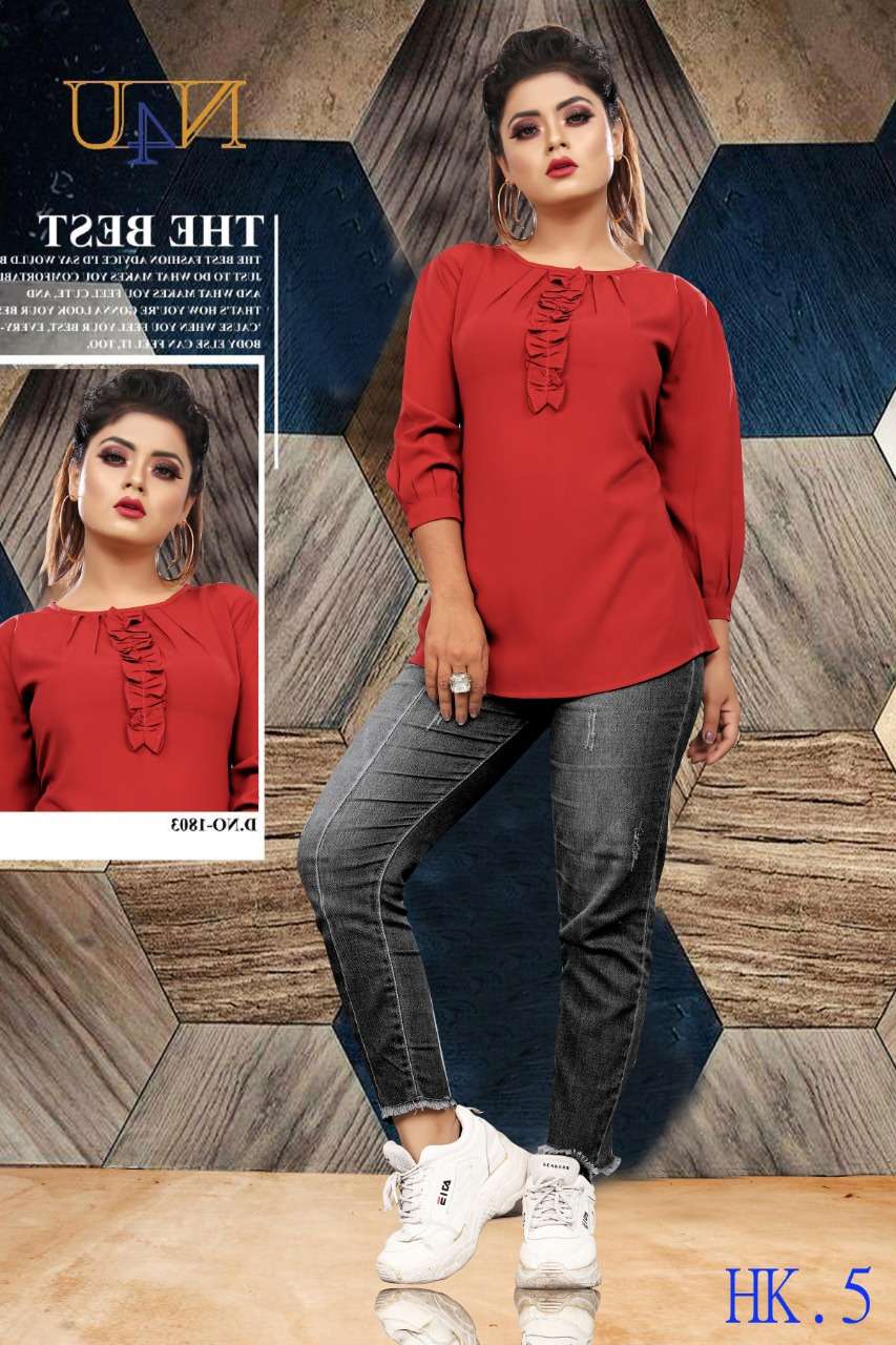 SHOT TOPS BY KAAMIRI 1 TO 10 SERIES STYLISH FANCY BEAUTIFUL COLORFUL CASUAL WEAR & ETHNIC WEAR DIAMOND CREPE/CREPE PRINT TOPS AT WHOLESALE PRICE