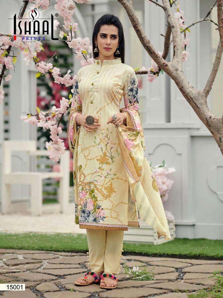 GULMOHAR VOL-15 BY ISHAAL PRINT 15001 TO 15010 SERIES BEAUTIFUL SUITS STYLISH FANCY COLORFUL PARTY WEAR & OCCASIONAL WEAR PURE LAWN PRINTED DRESSES AT WHOLESALE PRICE