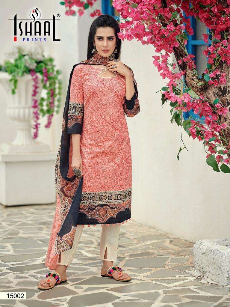 GULMOHAR VOL-15 BY ISHAAL PRINT 15001 TO 15010 SERIES BEAUTIFUL SUITS STYLISH FANCY COLORFUL PARTY WEAR & OCCASIONAL WEAR PURE LAWN PRINTED DRESSES AT WHOLESALE PRICE