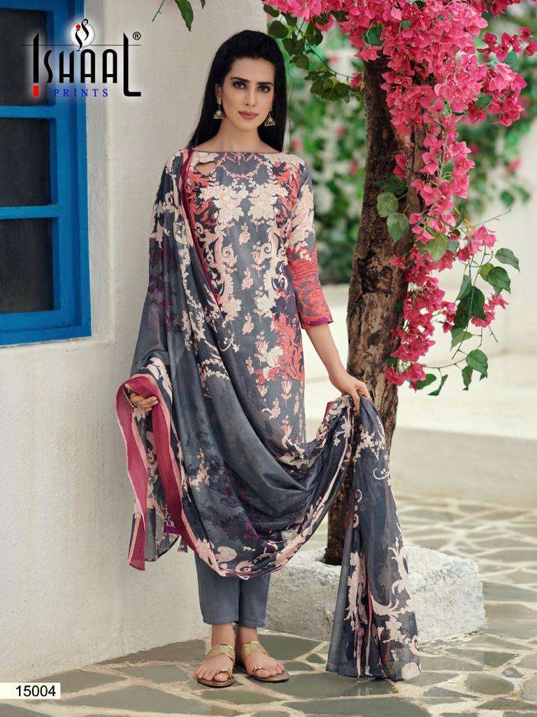 GULMOHAR VOL-15 BY ISHAAL PRINT 15001 TO 15010 SERIES BEAUTIFUL SUITS STYLISH FANCY COLORFUL PARTY WEAR & OCCASIONAL WEAR PURE LAWN PRINTED DRESSES AT WHOLESALE PRICE