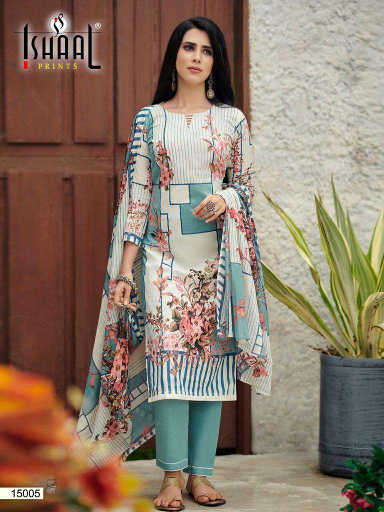 GULMOHAR VOL-15 BY ISHAAL PRINT 15001 TO 15010 SERIES BEAUTIFUL SUITS STYLISH FANCY COLORFUL PARTY WEAR & OCCASIONAL WEAR PURE LAWN PRINTED DRESSES AT WHOLESALE PRICE