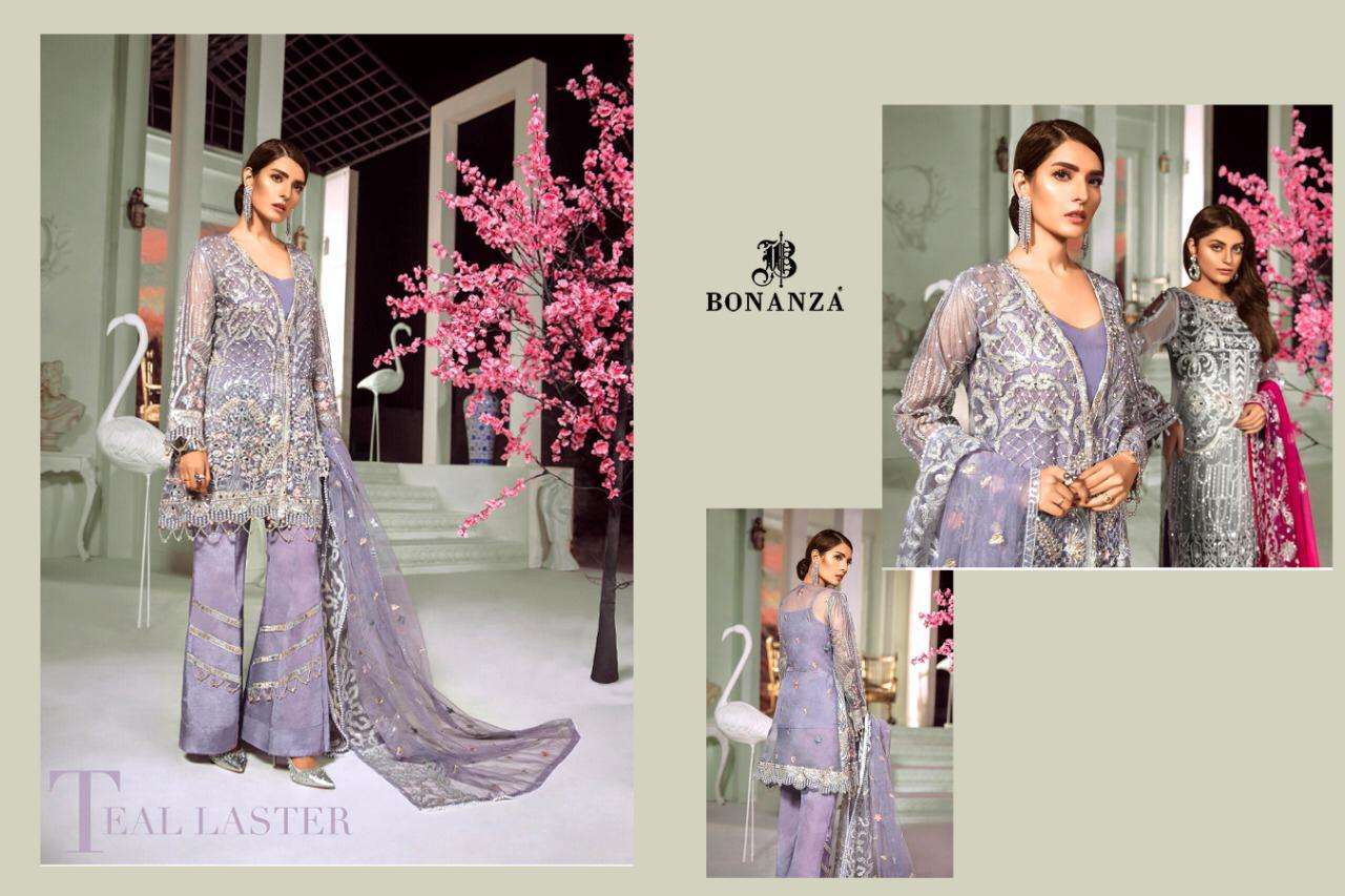 TAJ VOL-2 BY BONANZA 01 TO 02 SERIES BEAUTIFUL PAKISTANI SUITS COLORFUL STYLISH FANCY CASUAL WEAR & ETHNIC WEAR BUTTERFLY NET WITH HEAVY EMBROIDERED DRESSES AT WHOLESALE PRICE