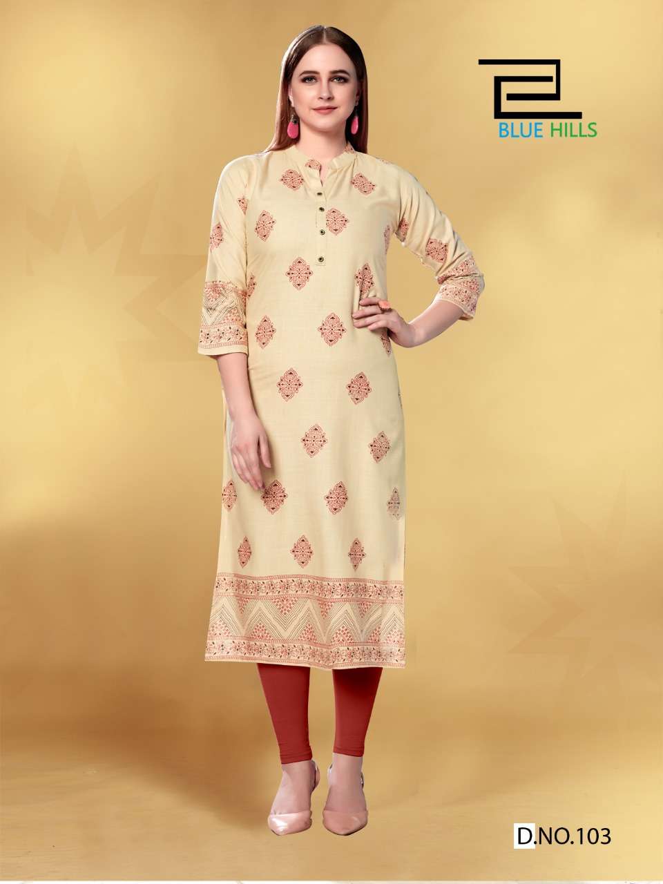 JOLIE BY BLUE HILLS 101 TO 108 SERIES BEAUTIFUL STYLISH FANCY COLORFUL CASUAL WEAR & ETHNIC WEAR & READY TO WEAR 14 KG RAYON FOIL PRINTED KURTIS AT WHOLESALE PRICE