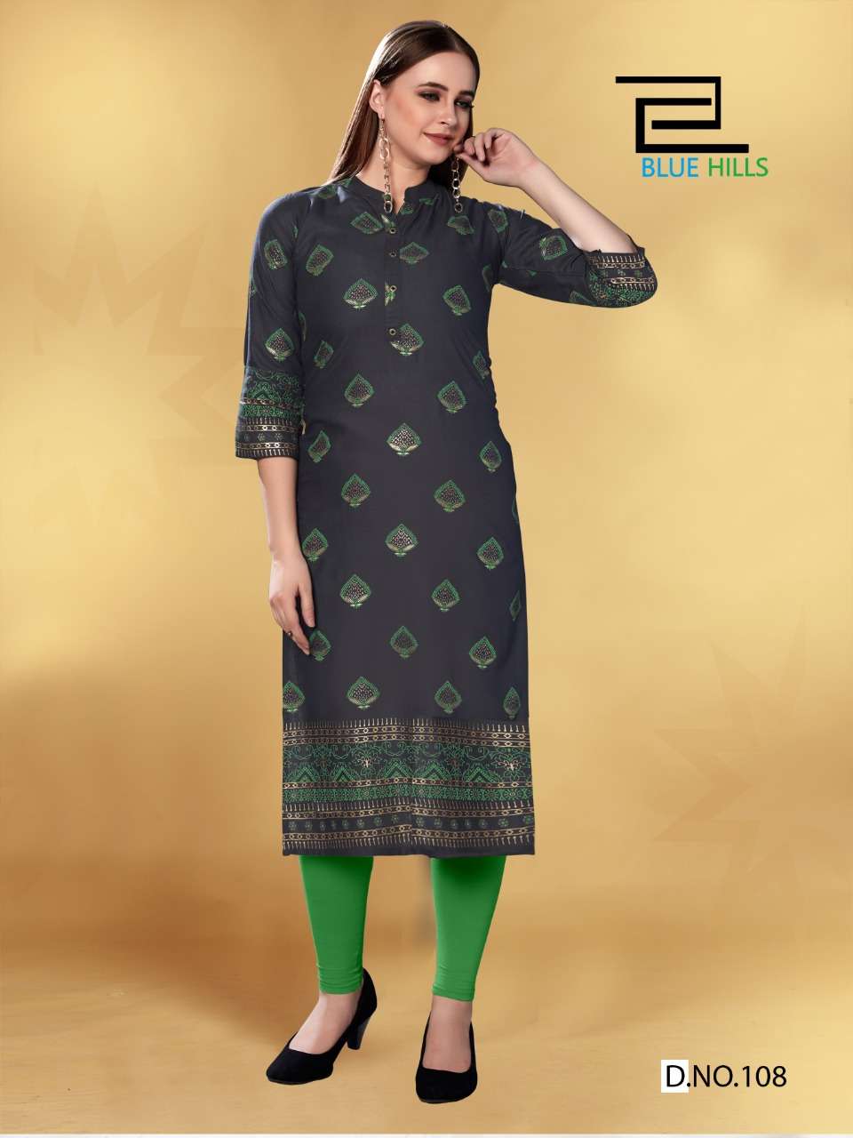 JOLIE BY BLUE HILLS 101 TO 108 SERIES BEAUTIFUL STYLISH FANCY COLORFUL CASUAL WEAR & ETHNIC WEAR & READY TO WEAR 14 KG RAYON FOIL PRINTED KURTIS AT WHOLESALE PRICE