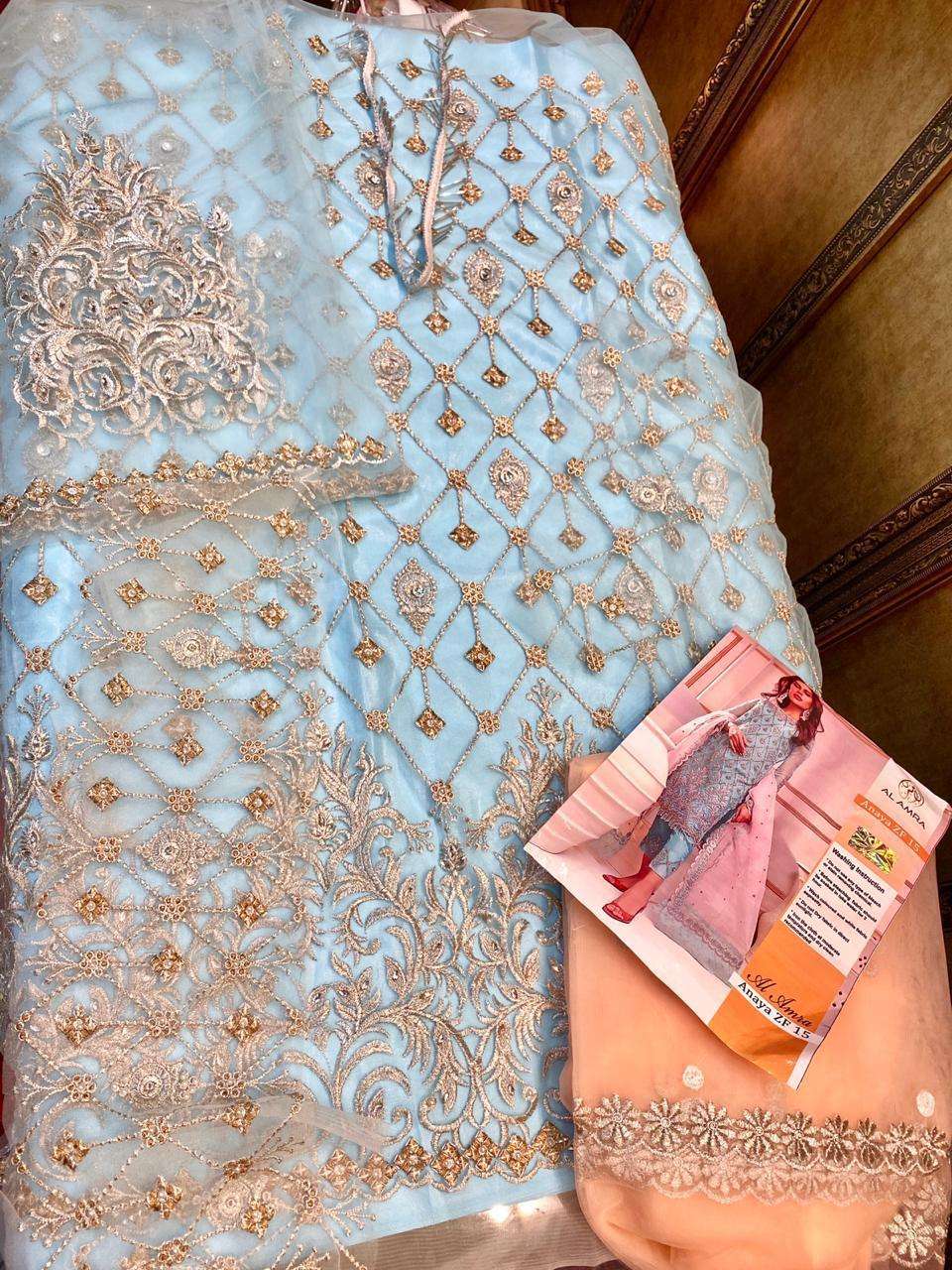 Anaya Zf 15 By Al Amra Designer Festive Suits Collection Beautiful Stylish Fancy Colorful Party Wear & Occasional Wear Butterfly Net With Embroidered Dresses At Wholesale Price