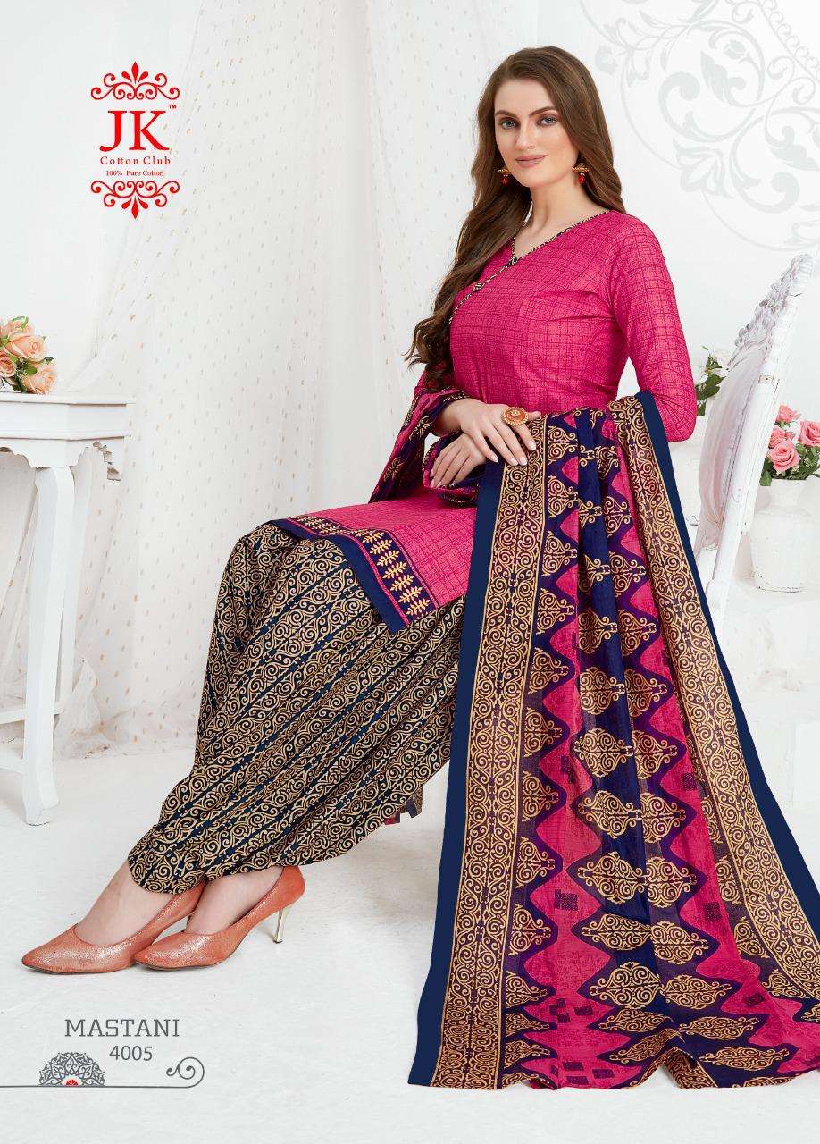 MASTANI VOL-4 BY JK COTTON CLUB 4001 TO 4010 SERIES DESIGNER SUITS STYLISH DESIGNER COLORFUL FANCY BEAUTIFUL PARTY WEAR & ETHNIC WEAR COTTON PRINTED DRESSES AT WHOLESALE PRICE