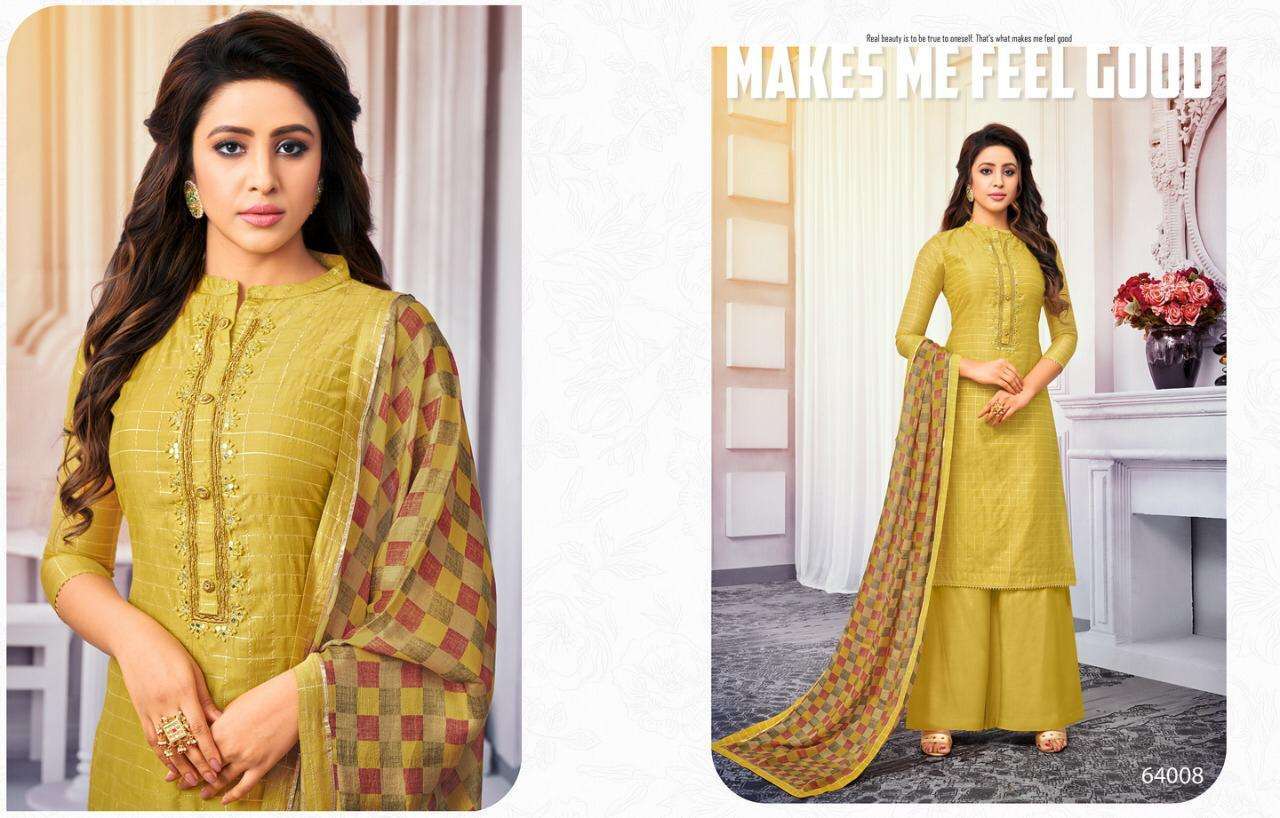 SECRATES BY KAPIL TRENDZ 64008 TO 64016 SERIES BEAUTIFUL WINTER COLLECTION SUITS STYLISH FANCY COLORFUL CASUAL WEAR & ETHNIC WEAR SILK CHEQUES WITH HAND WORK DRESSES AT WHOLESALE PRICE