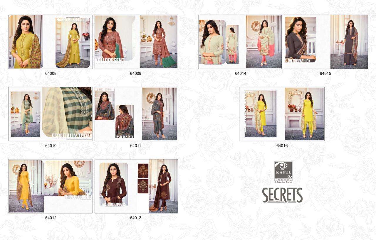 SECRATES BY KAPIL TRENDZ 64008 TO 64016 SERIES BEAUTIFUL WINTER COLLECTION SUITS STYLISH FANCY COLORFUL CASUAL WEAR & ETHNIC WEAR SILK CHEQUES WITH HAND WORK DRESSES AT WHOLESALE PRICE