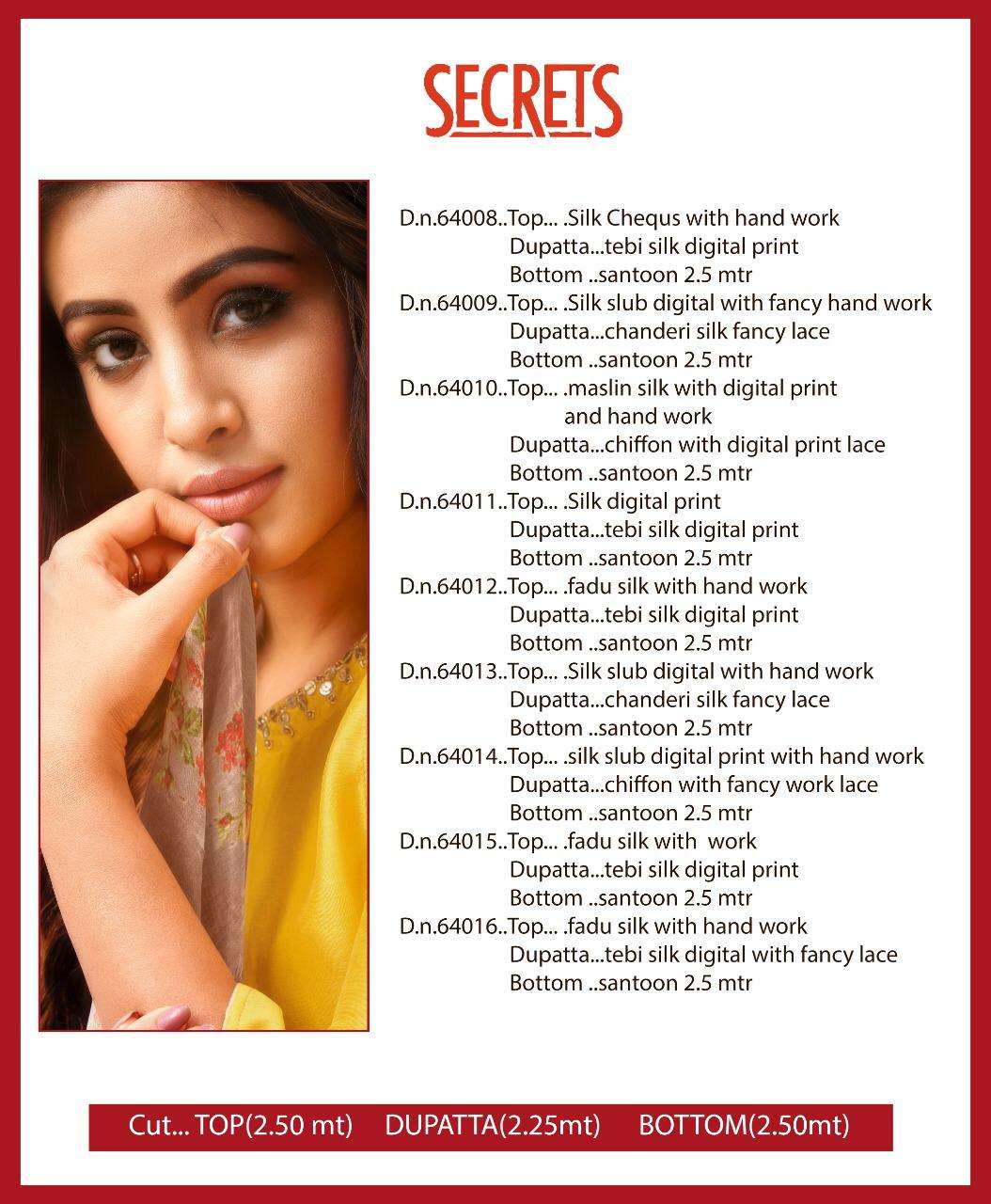 SECRATES BY KAPIL TRENDZ 64008 TO 64016 SERIES BEAUTIFUL WINTER COLLECTION SUITS STYLISH FANCY COLORFUL CASUAL WEAR & ETHNIC WEAR SILK CHEQUES WITH HAND WORK DRESSES AT WHOLESALE PRICE
