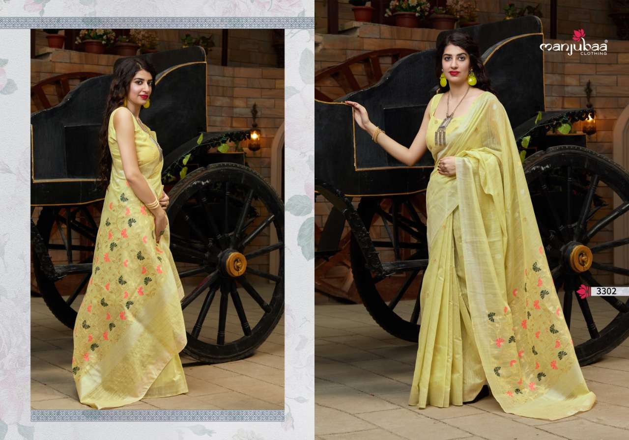 MANJARI SILK BY MANJUBAA CLOTHING 3301 TO 3305 SERIES INDIAN TRADITIONAL WEAR COLLECTION BEAUTIFUL STYLISH FANCY COLORFUL PARTY WEAR & OCCASIONAL WEAR SILK SAREES AT WHOLESALE PRICE