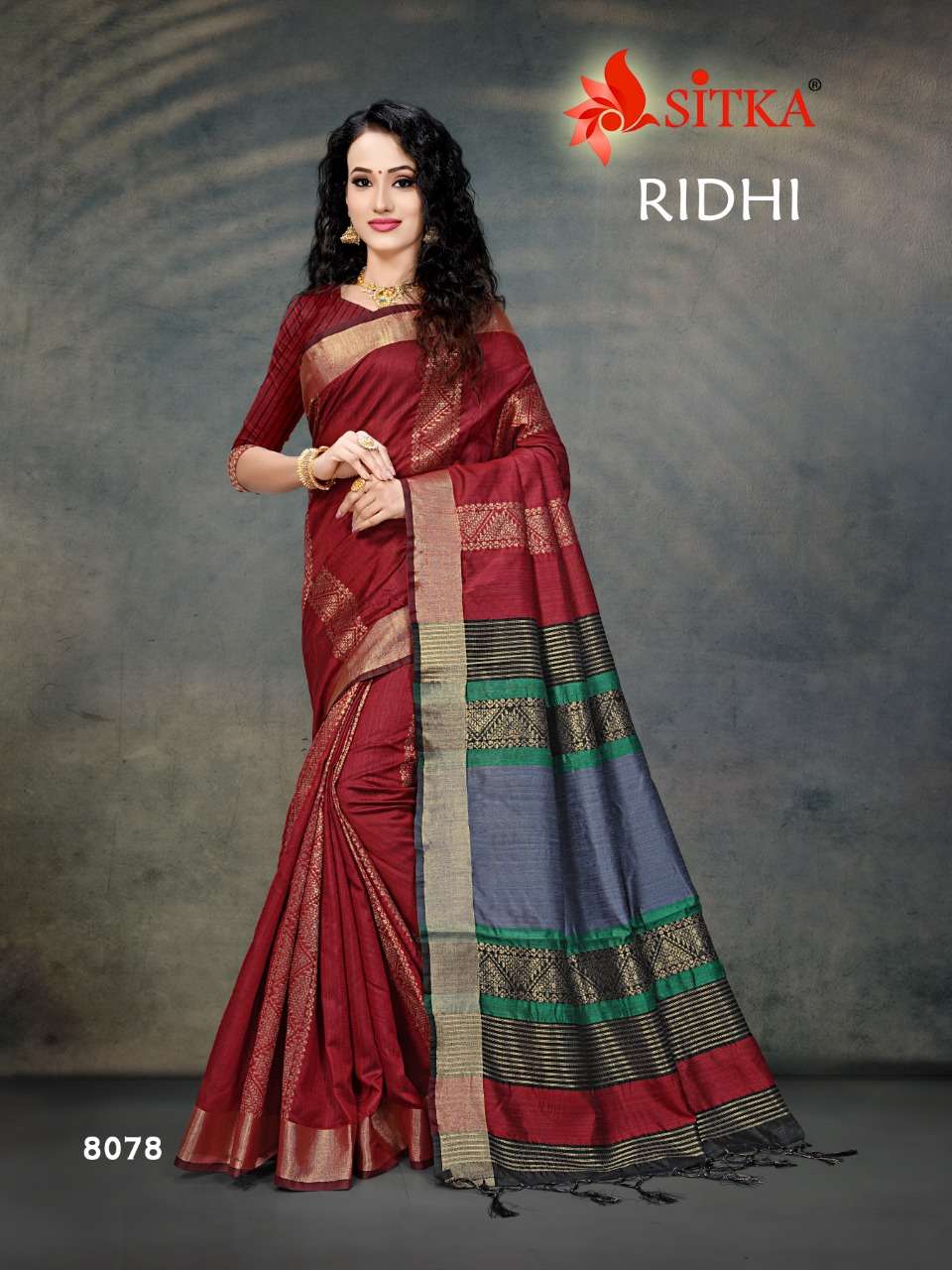RIDHI BY SITKA 8078 TO 8085 SERIES INDIAN TRADITIONAL WEAR COLLECTION BEAUTIFUL STYLISH FANCY COLORFUL PARTY WEAR & OCCASIONAL WEAR FANCY PRINTED SAREES AT WHOLESALE PRICE