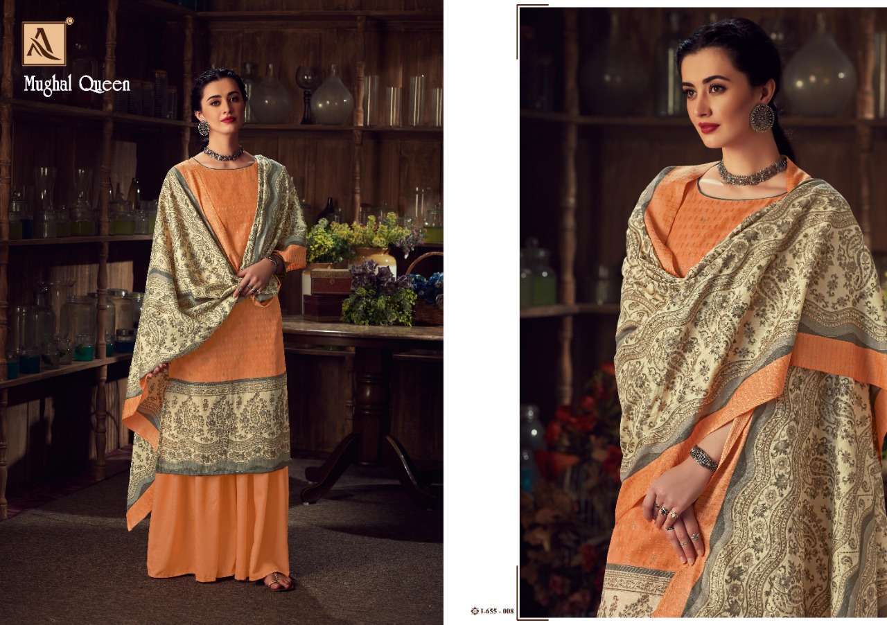 MUGHAL QUEEN BY ALOK SUITS 655-001 TO 655-008 SERIES BEAUTIFUL SUITS COLORFUL STYLISH FANCY CASUAL WEAR & ETHNIC WEAR WOOL PASHMINA DIGITAL PRINTED DRESSES AT WHOLESALE PRICE