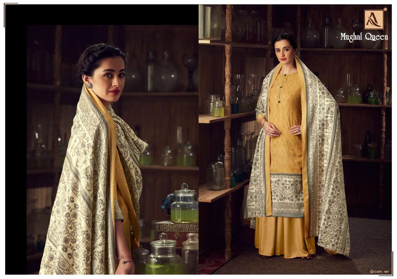 MUGHAL QUEEN BY ALOK SUITS 655-001 TO 655-008 SERIES BEAUTIFUL SUITS COLORFUL STYLISH FANCY CASUAL WEAR & ETHNIC WEAR WOOL PASHMINA DIGITAL PRINTED DRESSES AT WHOLESALE PRICE