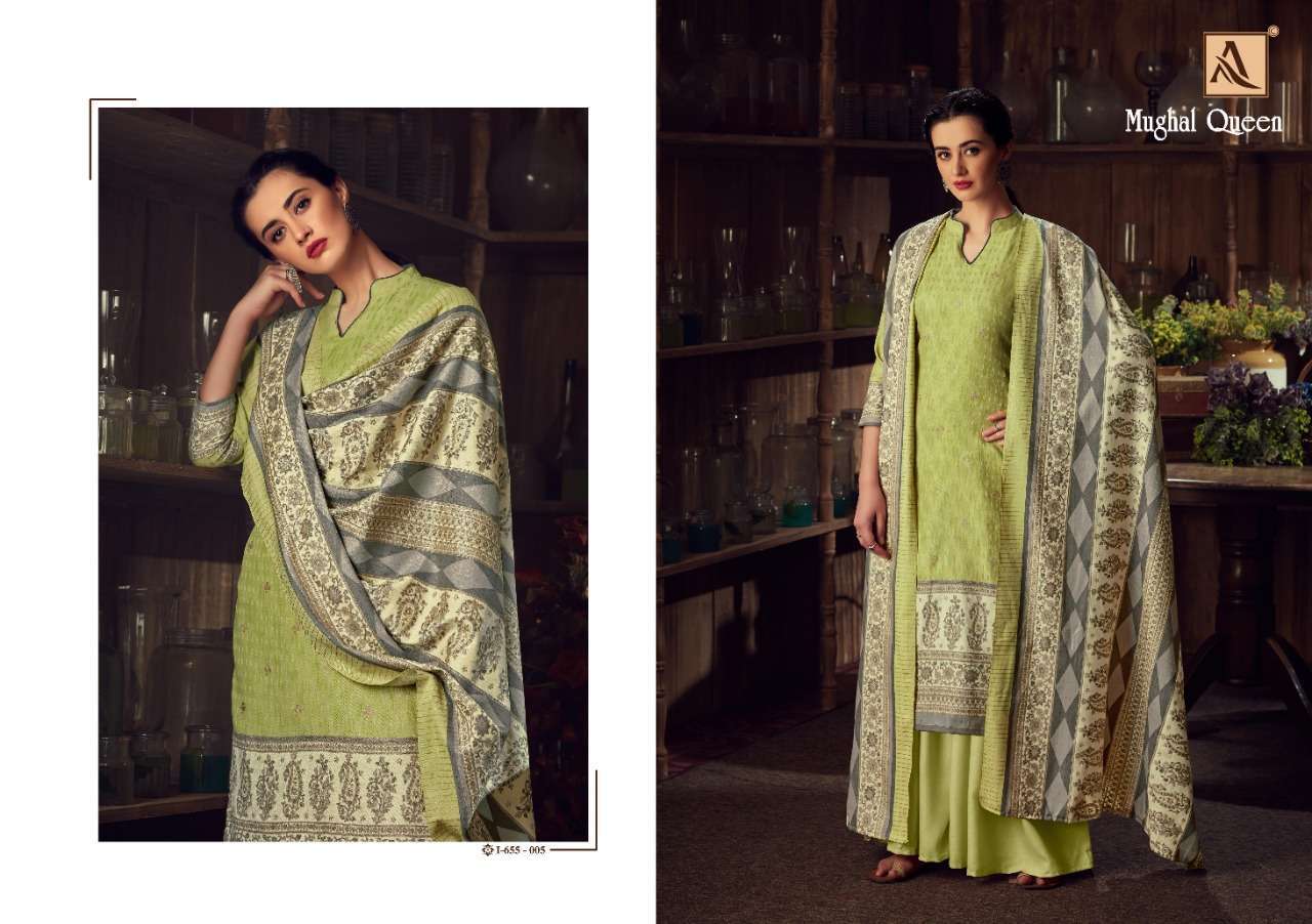 MUGHAL QUEEN BY ALOK SUITS 655-001 TO 655-008 SERIES BEAUTIFUL SUITS COLORFUL STYLISH FANCY CASUAL WEAR & ETHNIC WEAR WOOL PASHMINA DIGITAL PRINTED DRESSES AT WHOLESALE PRICE