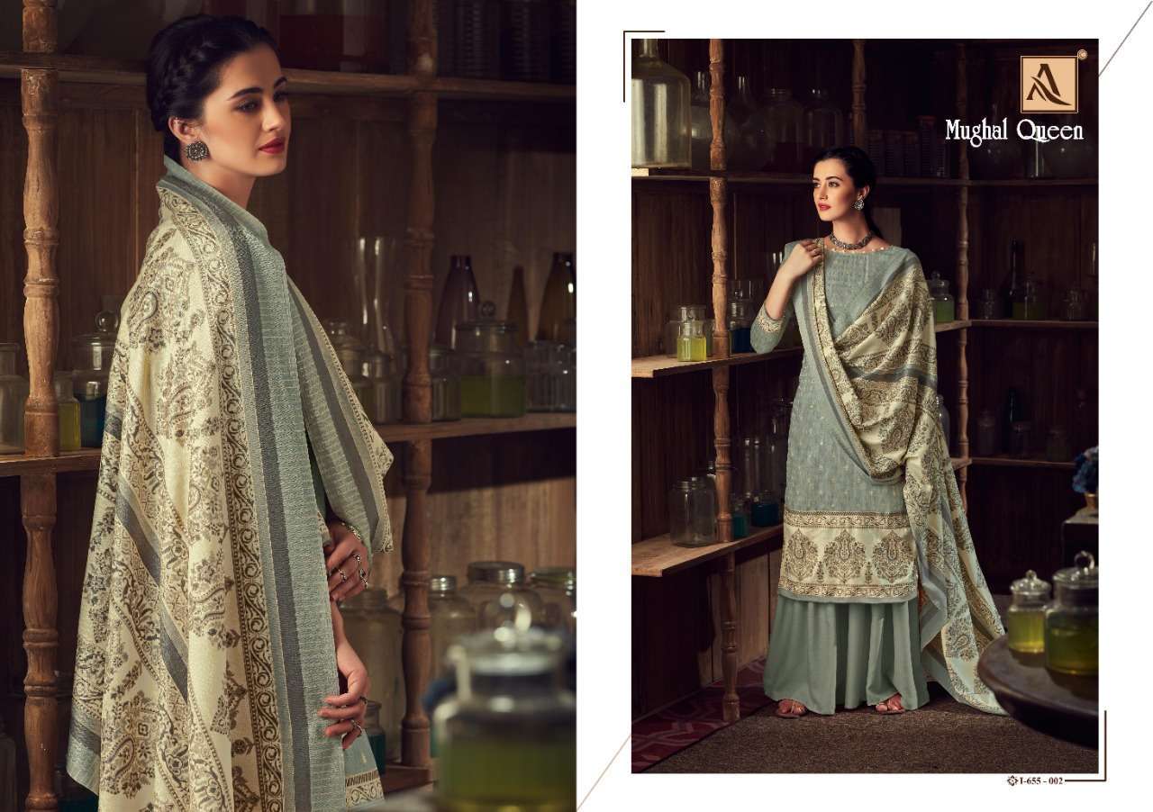 MUGHAL QUEEN BY ALOK SUITS 655-001 TO 655-008 SERIES BEAUTIFUL SUITS COLORFUL STYLISH FANCY CASUAL WEAR & ETHNIC WEAR WOOL PASHMINA DIGITAL PRINTED DRESSES AT WHOLESALE PRICE