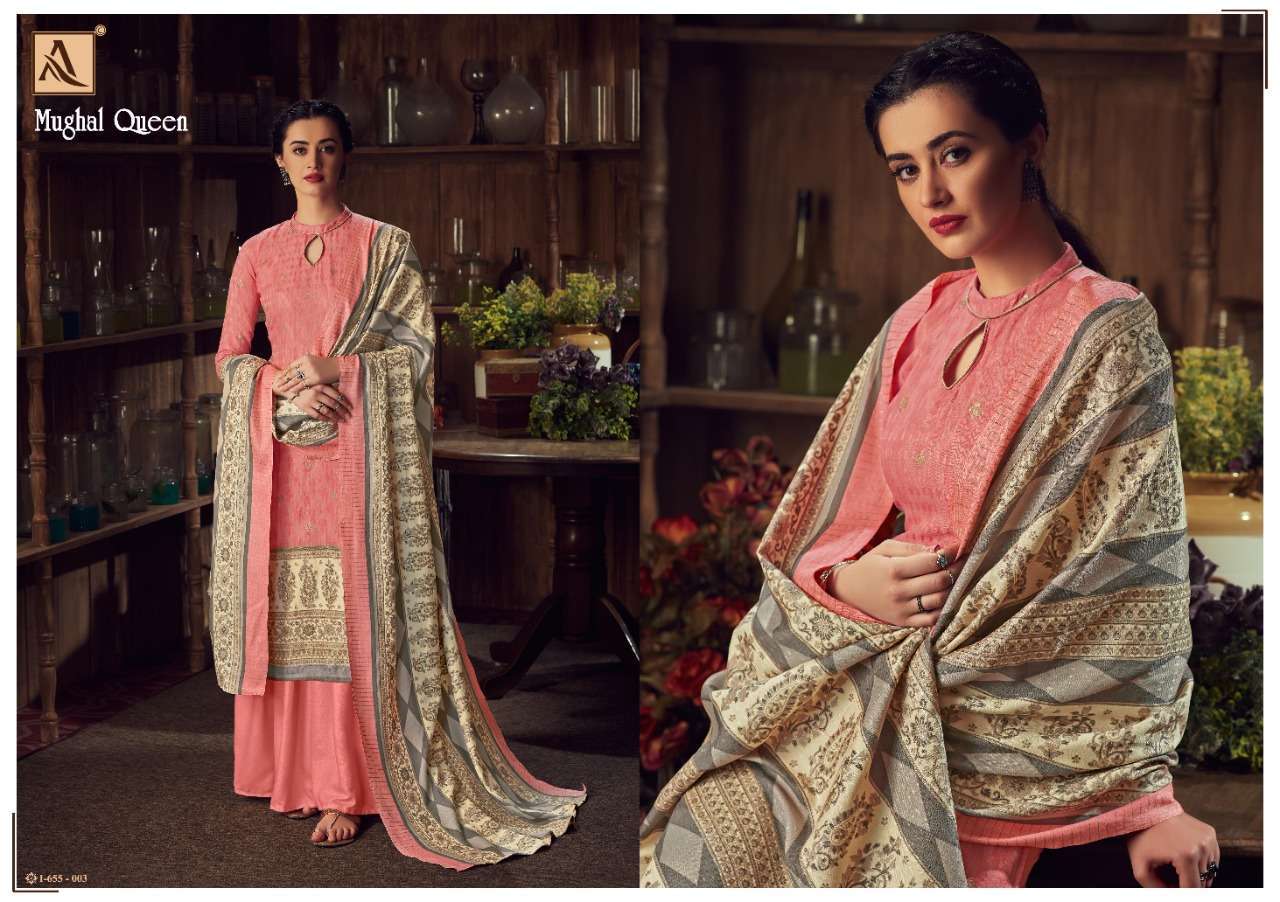 MUGHAL QUEEN BY ALOK SUITS 655-001 TO 655-008 SERIES BEAUTIFUL SUITS COLORFUL STYLISH FANCY CASUAL WEAR & ETHNIC WEAR WOOL PASHMINA DIGITAL PRINTED DRESSES AT WHOLESALE PRICE