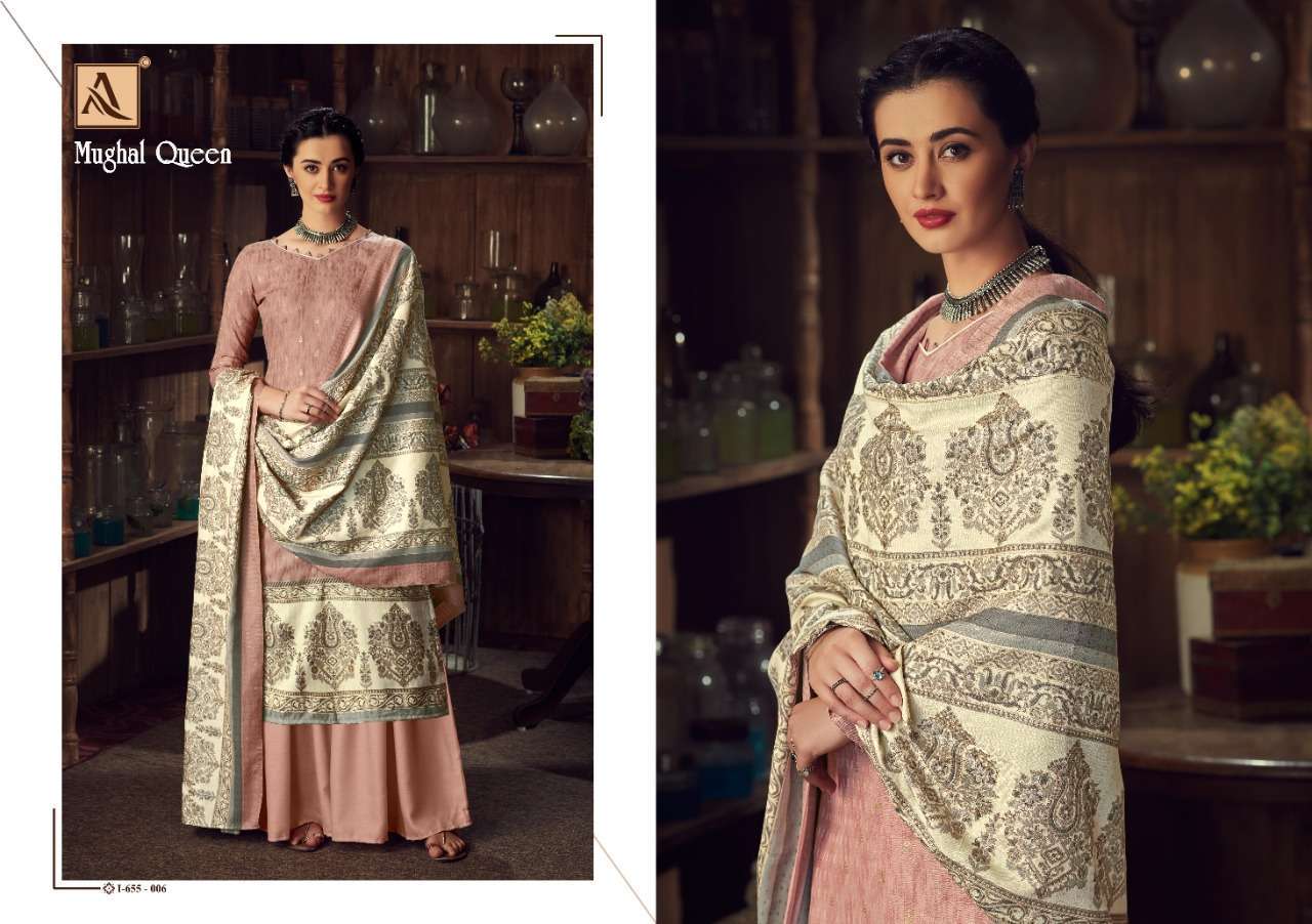 MUGHAL QUEEN BY ALOK SUITS 655-001 TO 655-008 SERIES BEAUTIFUL SUITS COLORFUL STYLISH FANCY CASUAL WEAR & ETHNIC WEAR WOOL PASHMINA DIGITAL PRINTED DRESSES AT WHOLESALE PRICE
