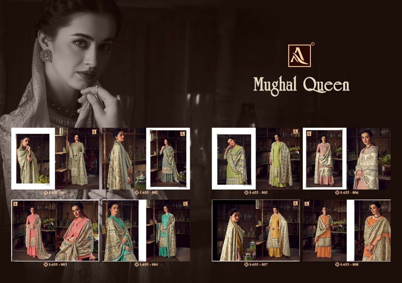 MUGHAL QUEEN BY ALOK SUITS 655-001 TO 655-008 SERIES BEAUTIFUL SUITS COLORFUL STYLISH FANCY CASUAL WEAR & ETHNIC WEAR WOOL PASHMINA DIGITAL PRINTED DRESSES AT WHOLESALE PRICE
