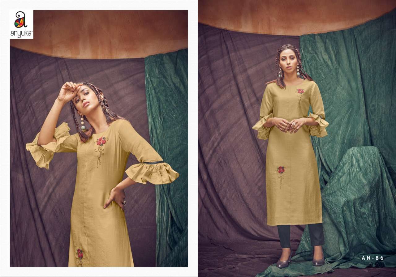 PANCHANG BY ANYUKA 82 TO 89 SERIES BEAUTIFUL COLORFUL STYLISH FANCY CASUAL WEAR & READY TO WEAR LINEN FLEX MAL COTTON KURTIS AT WHOLESALE PRICE