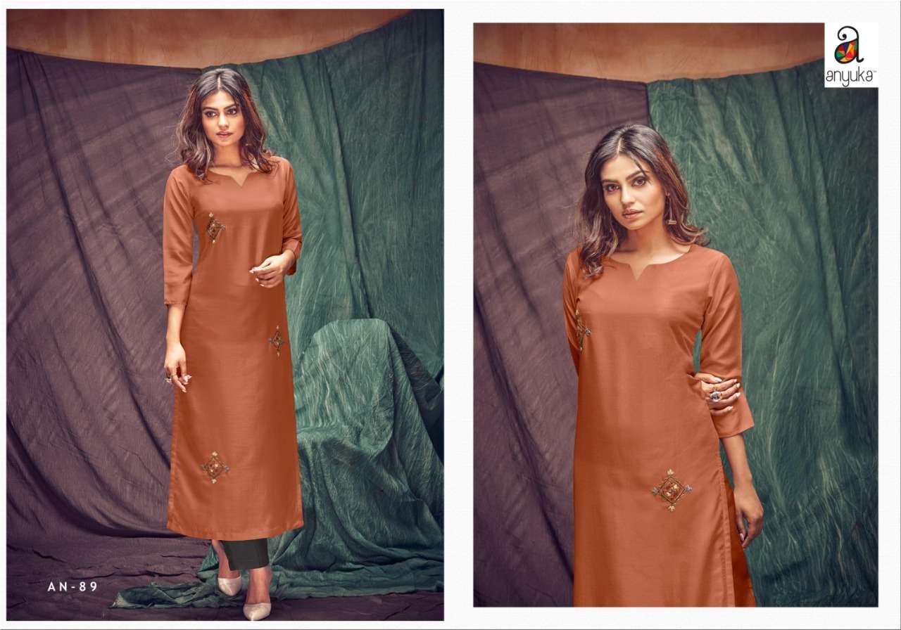 PANCHANG BY ANYUKA 82 TO 89 SERIES BEAUTIFUL COLORFUL STYLISH FANCY CASUAL WEAR & READY TO WEAR LINEN FLEX MAL COTTON KURTIS AT WHOLESALE PRICE