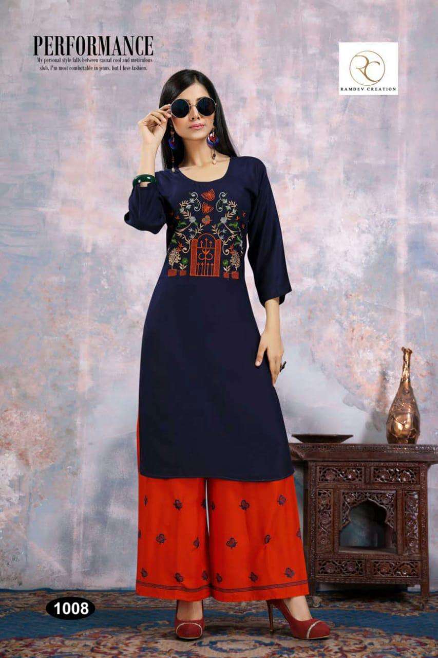 MAITRI BY RC 1001 TO 1008 SERIES BEAUTIFUL COLORFUL STYLISH FANCY CASUAL WEAR & READY TO WEAR HEAVY RAYON EMBROIDERY KURTIS AT WHOLESALE PRICE