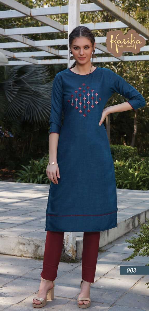 SCARLET BY KARIKA 901 TO 906 SERIES STYLISH FANCY BEAUTIFUL COLORFUL CASUAL WEAR & ETHNIC WEAR PURE RUBBY COTTON KURTIS AT WHOLESALE PRICE