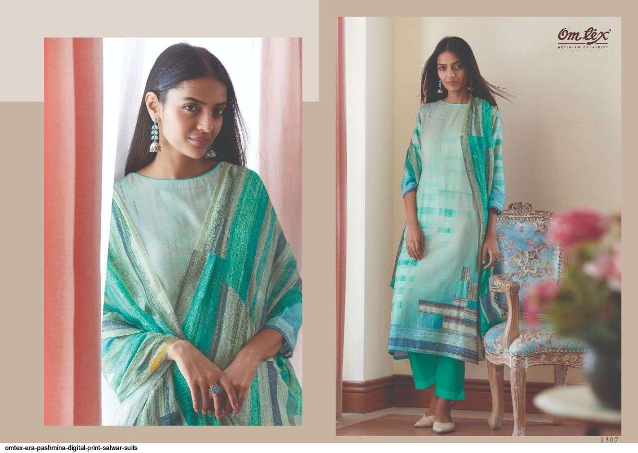 ERA BY OM TEX 1301 TO 1308 DESIGNER FESTIVE SUITS COLLECTION BEAUTIFUL STYLISH FANCY COLORFUL PARTY WEAR & OCCASIONAL WEAR PASHMINA PRINTED DRESSES AT WHOLESALE PRICE