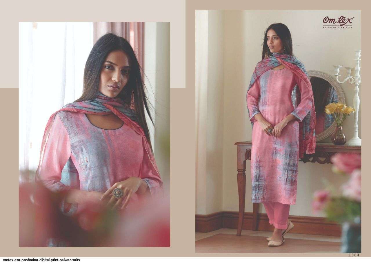 ERA BY OM TEX 1301 TO 1308 DESIGNER FESTIVE SUITS COLLECTION BEAUTIFUL STYLISH FANCY COLORFUL PARTY WEAR & OCCASIONAL WEAR PASHMINA PRINTED DRESSES AT WHOLESALE PRICE