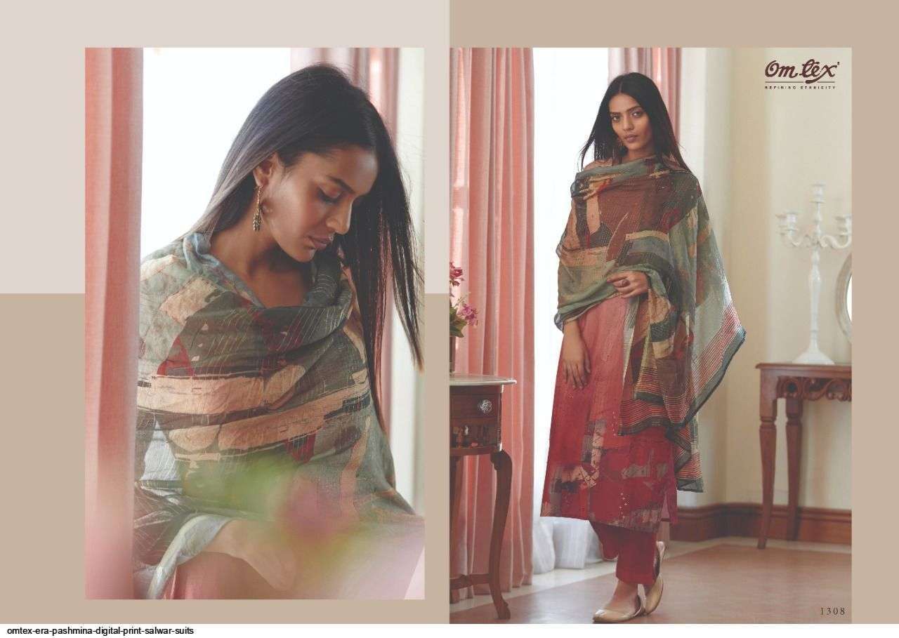 ERA BY OM TEX 1301 TO 1308 DESIGNER FESTIVE SUITS COLLECTION BEAUTIFUL STYLISH FANCY COLORFUL PARTY WEAR & OCCASIONAL WEAR PASHMINA PRINTED DRESSES AT WHOLESALE PRICE