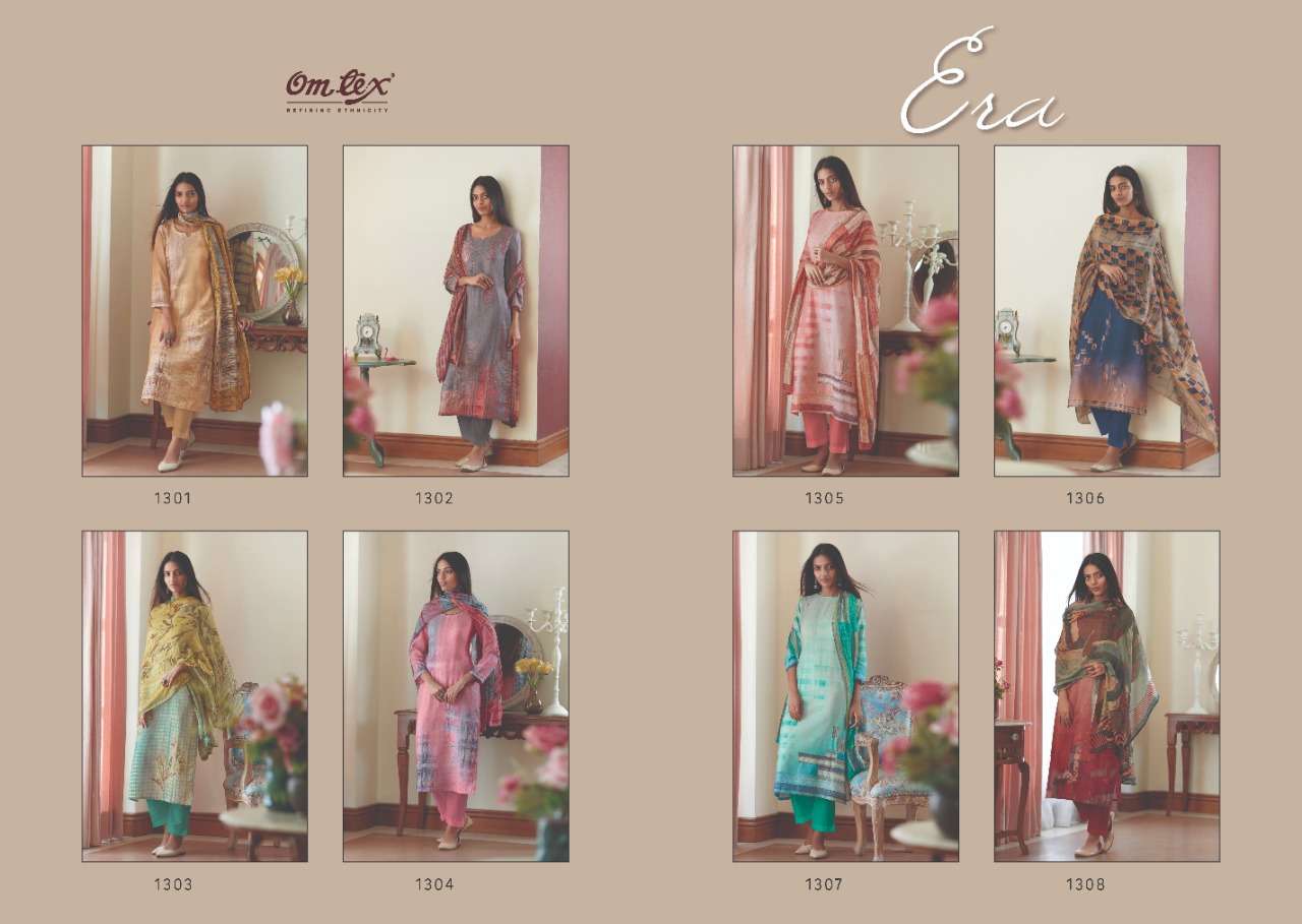 ERA BY OM TEX 1301 TO 1308 DESIGNER FESTIVE SUITS COLLECTION BEAUTIFUL STYLISH FANCY COLORFUL PARTY WEAR & OCCASIONAL WEAR PASHMINA PRINTED DRESSES AT WHOLESALE PRICE