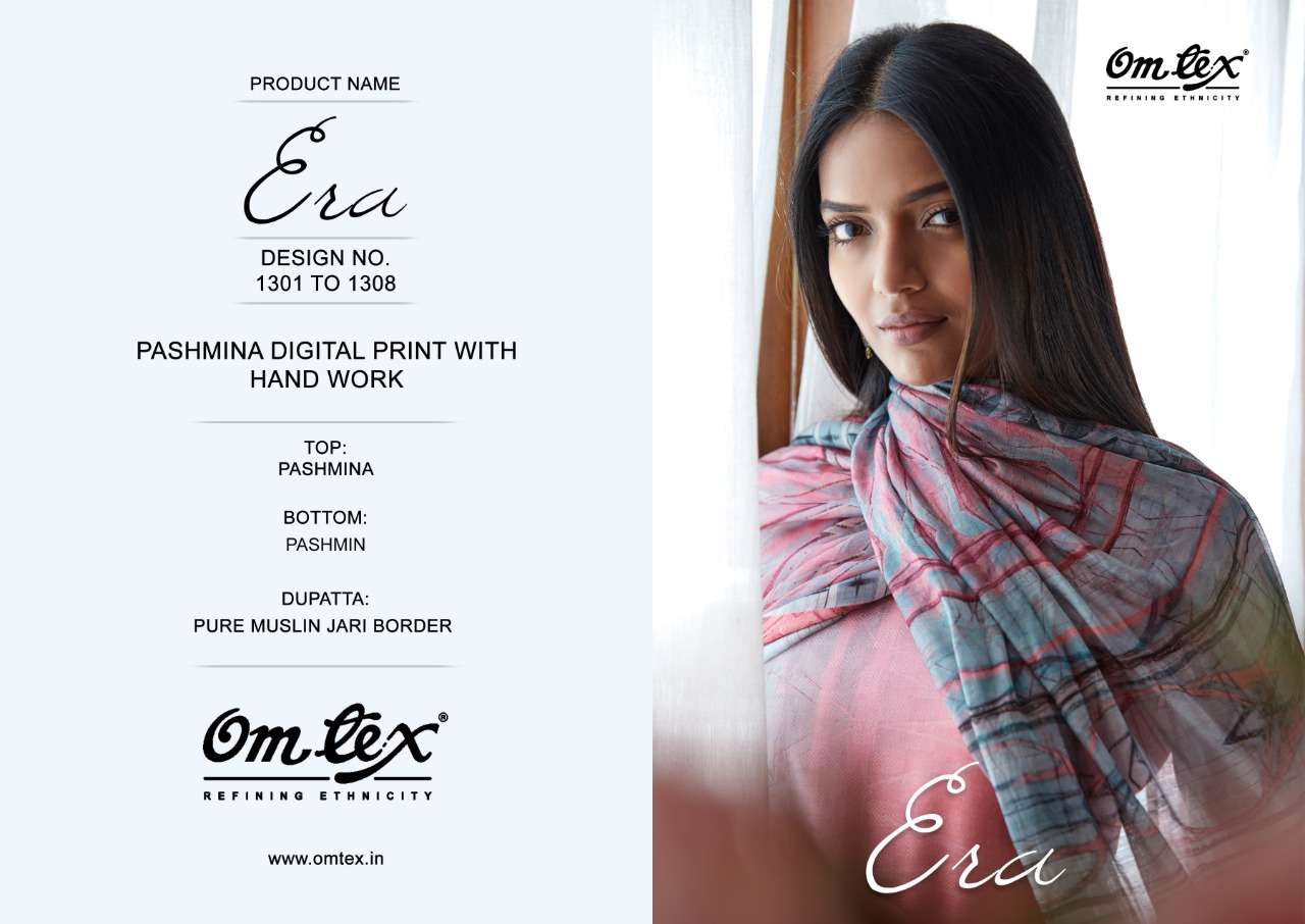 ERA BY OM TEX 1301 TO 1308 DESIGNER FESTIVE SUITS COLLECTION BEAUTIFUL STYLISH FANCY COLORFUL PARTY WEAR & OCCASIONAL WEAR PASHMINA PRINTED DRESSES AT WHOLESALE PRICE