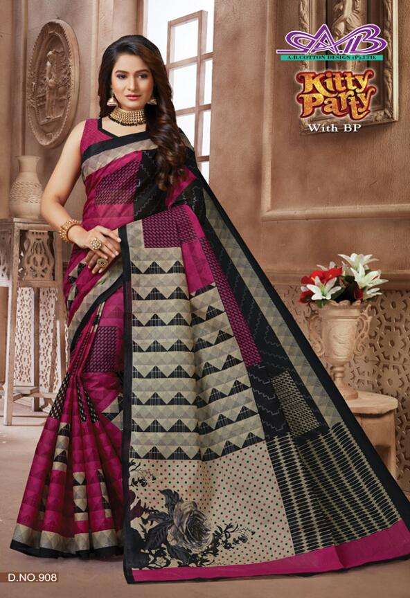 KITTY PARTY BY A.B FASHION 900 TO 917 SERIES INDIAN TRADITIONAL WEAR COLLECTION BEAUTIFUL STYLISH FANCY COLORFUL PARTY WEAR & OCCASIONAL WEAR MUL MUL COTTON PRINTED SAREES AT WHOLESALE PRICE