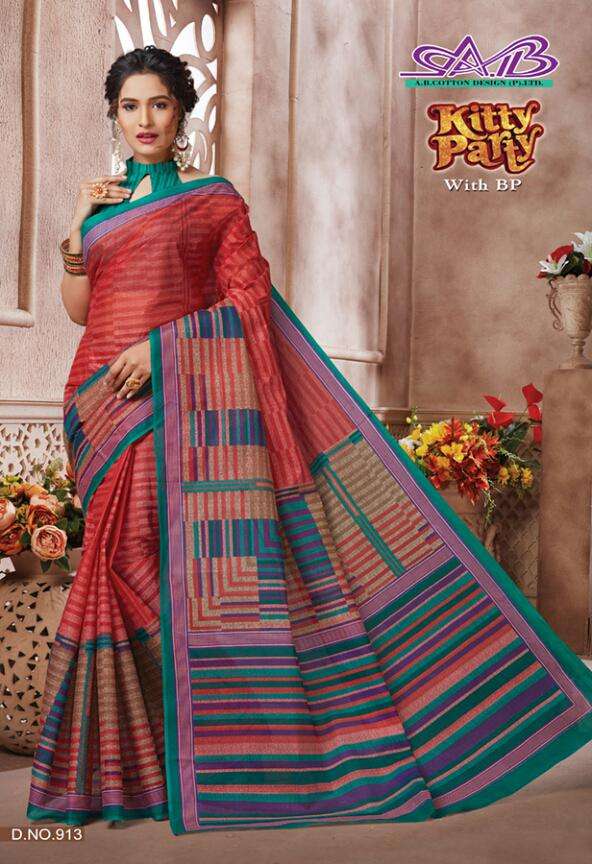 KITTY PARTY BY A.B FASHION 900 TO 917 SERIES INDIAN TRADITIONAL WEAR COLLECTION BEAUTIFUL STYLISH FANCY COLORFUL PARTY WEAR & OCCASIONAL WEAR MUL MUL COTTON PRINTED SAREES AT WHOLESALE PRICE