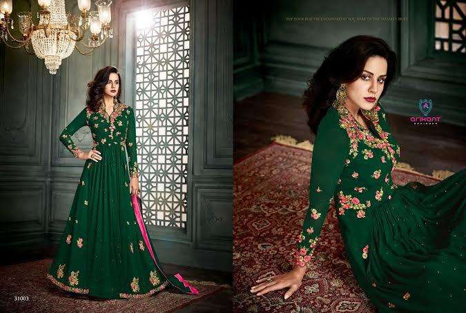 VIDHISHA HIT DESIGN 31003 BY ARIHANT DESIGNER ANARKALI SUITS BEAUTIFUL STYLISH FANCY COLORFUL PARTY WEAR & OCCASIONAL WEAR APPLE GEORGETTE DRESSES AT WHOLESALE PRICE